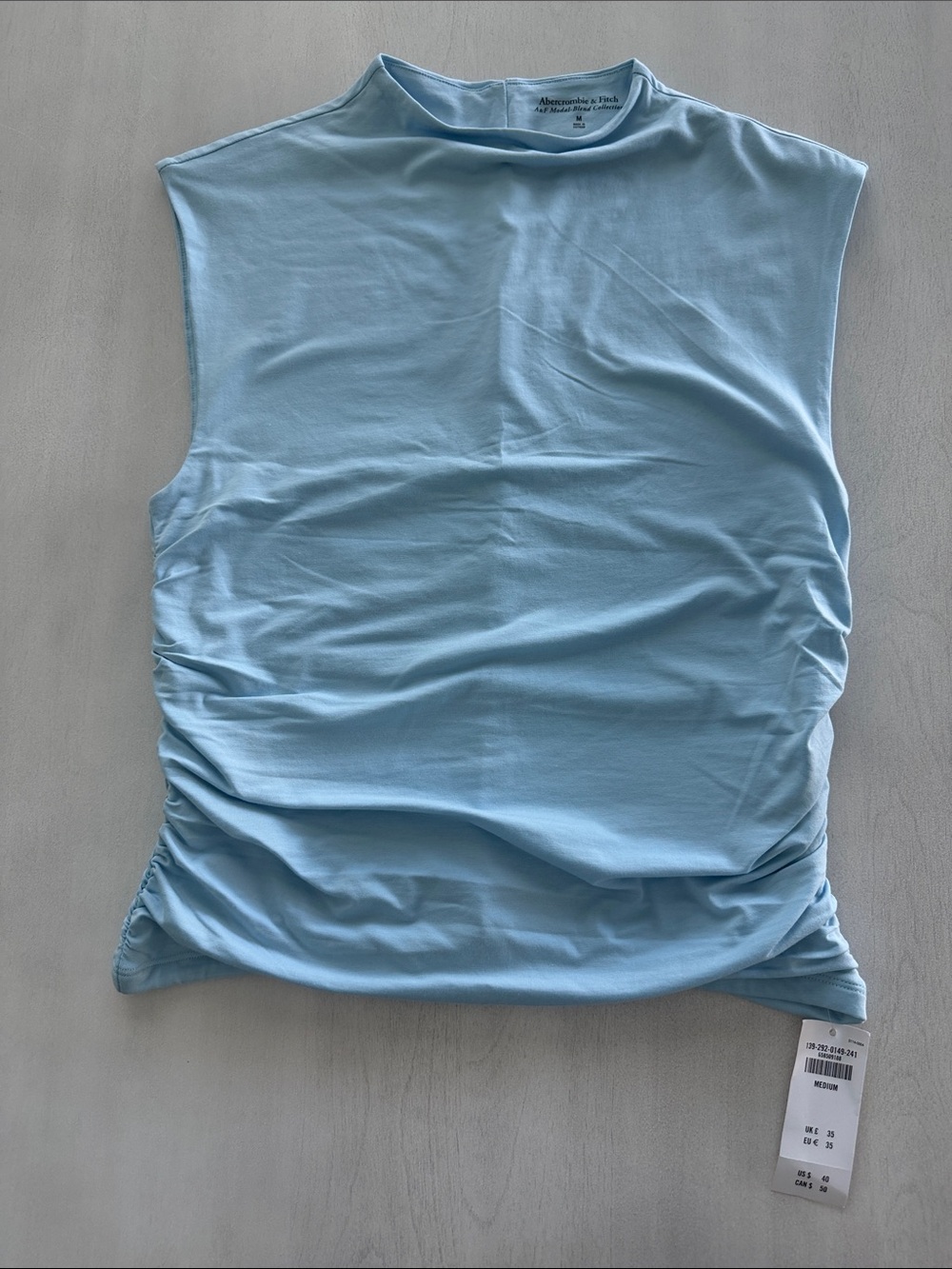 Abercrombie & Fitch Light Blue Sleeveless Ruched Tank